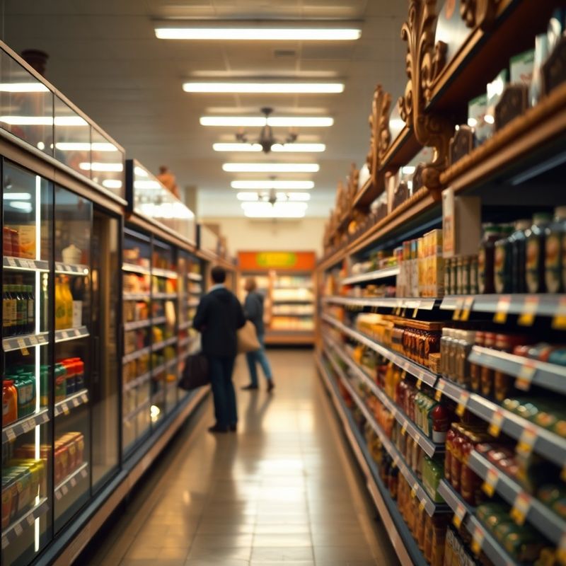 Regály českého supermarketu s cenovkami